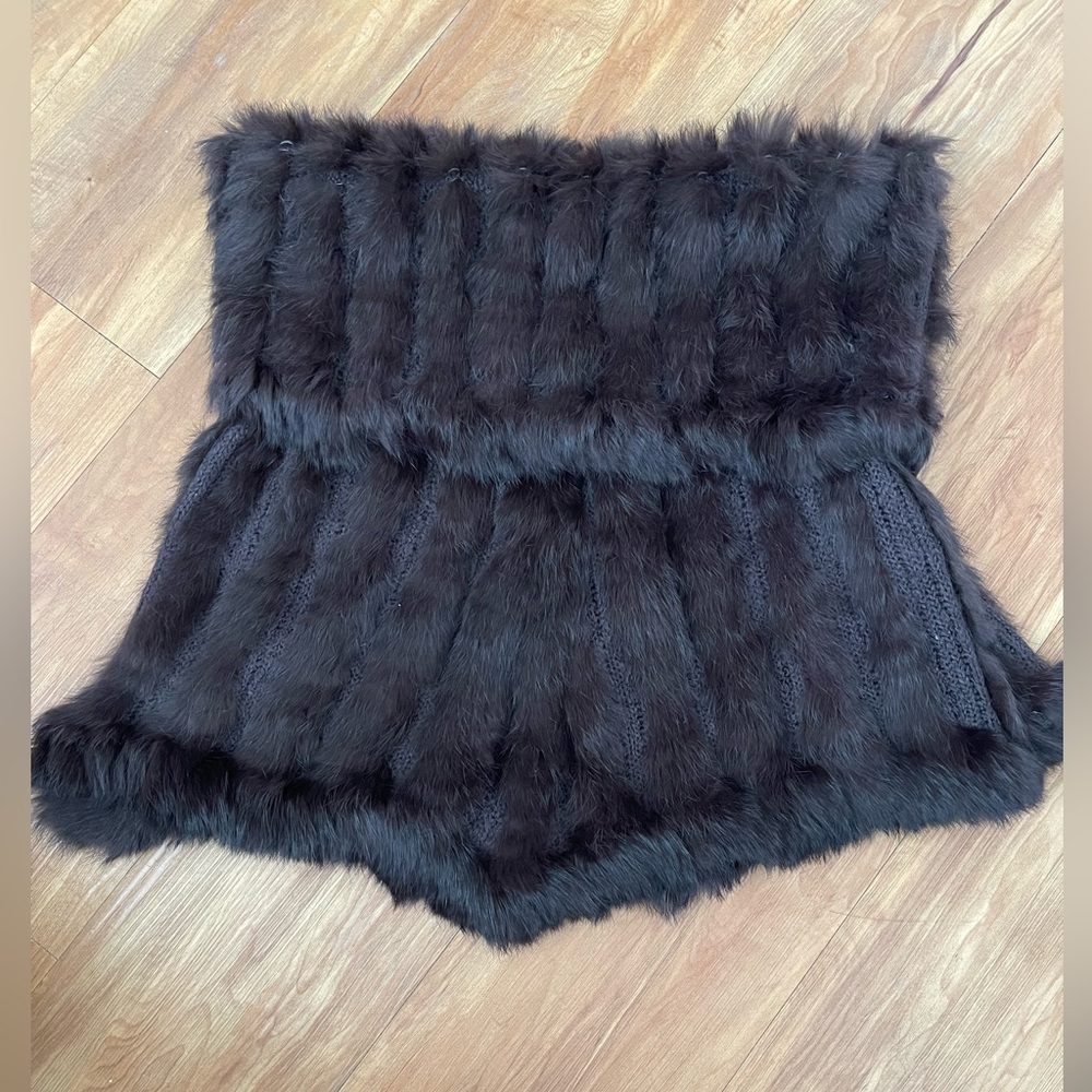 90’s Vintage Bebe Rabbit Fur Sleeveless Sweater Pull Over S/M